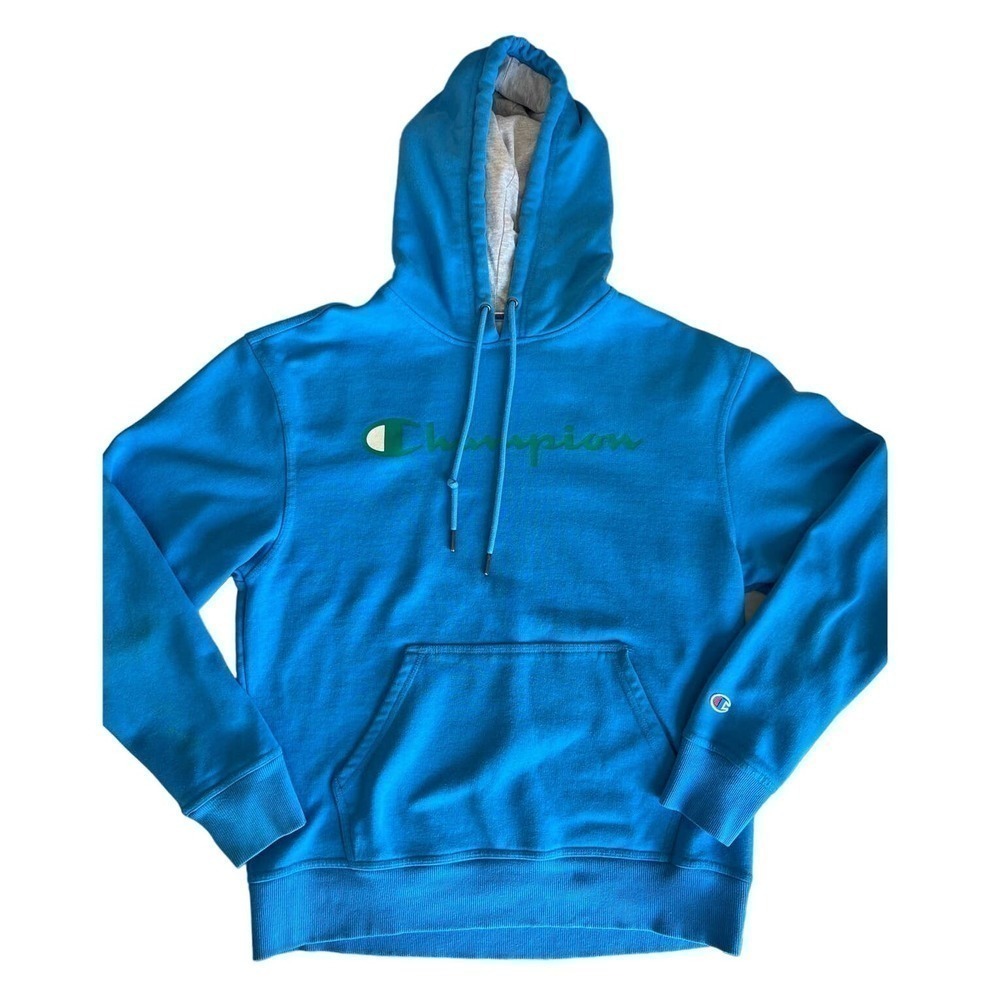 Men's Champion Hooded Sweatshirt in Turquoise, Medium